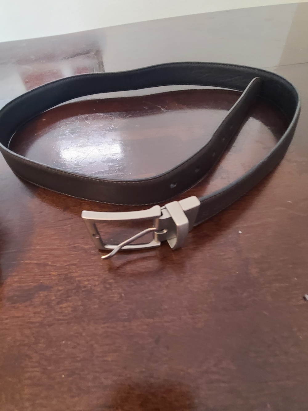 Scappino Men's Black Leather Belt with Silver Buckle Size 38